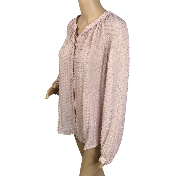 Boden Pastel Pink Swiss Dot Cotton Silk Sheer Button Down Shirt Blouse SZ 14 - Picture 4 of 8